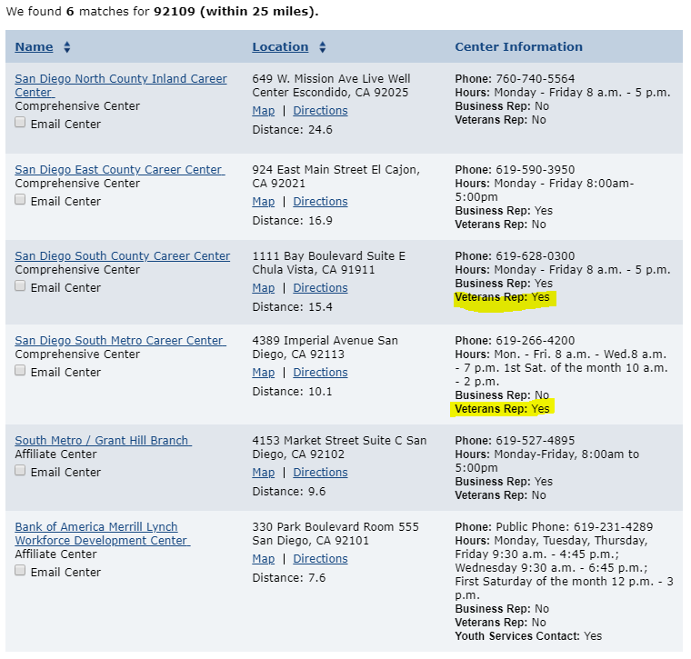 American Job Centers Search Results