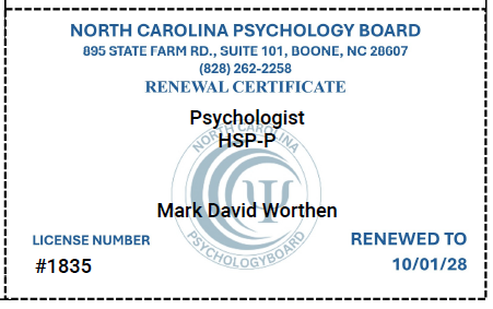 NC Psychology License
