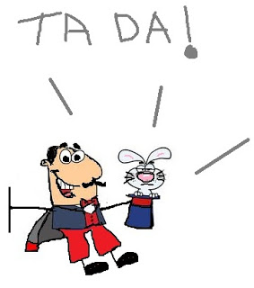 Magician pulling rabbit from hat